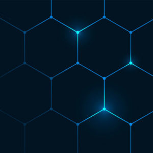 Glowing, connected hexagons